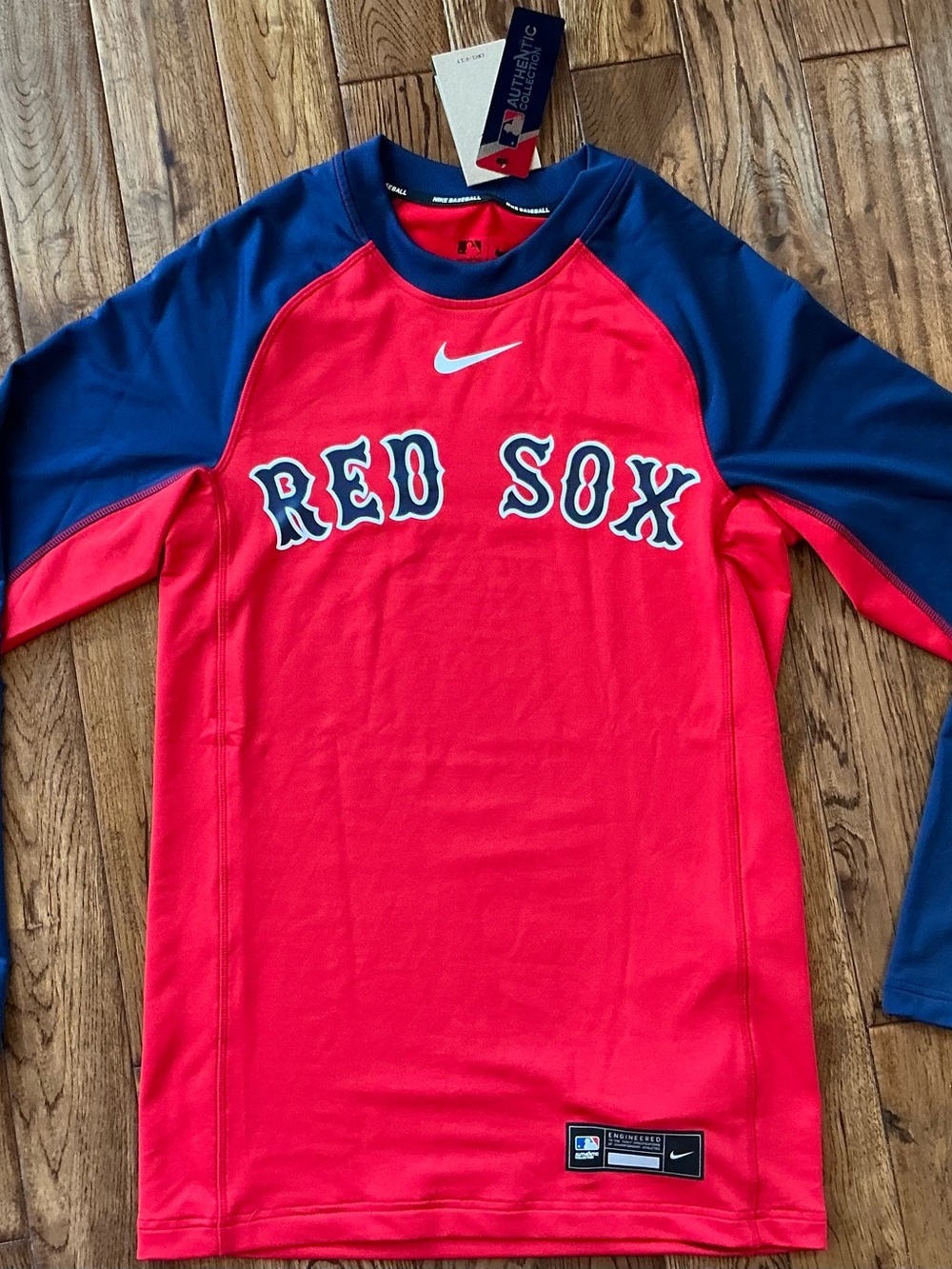 MLB Nike Boston Red Sox Authentic Collect Dri-FIT Red/Navy LS Men’s Small NWT